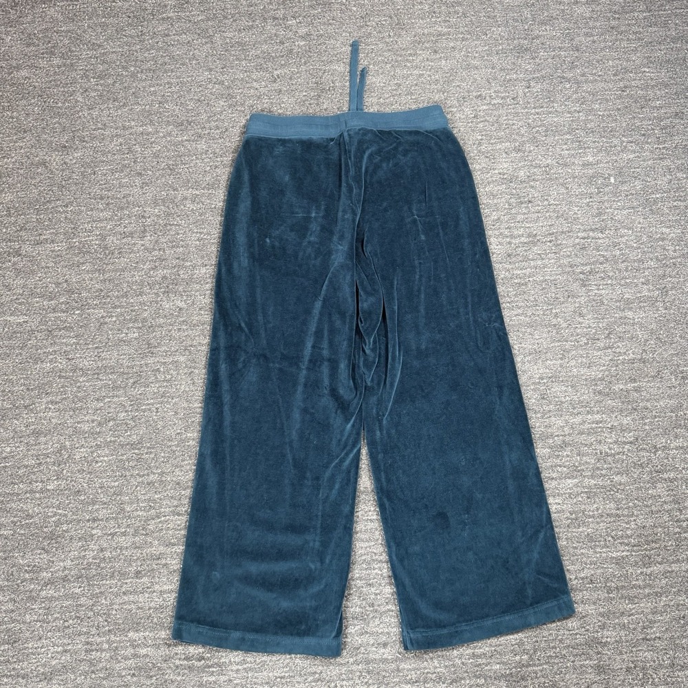 Pact Velour Lounge Set Women S/M Teal Full Zip Wide Leg Crop Cotton Organic - Picture 13 of 15